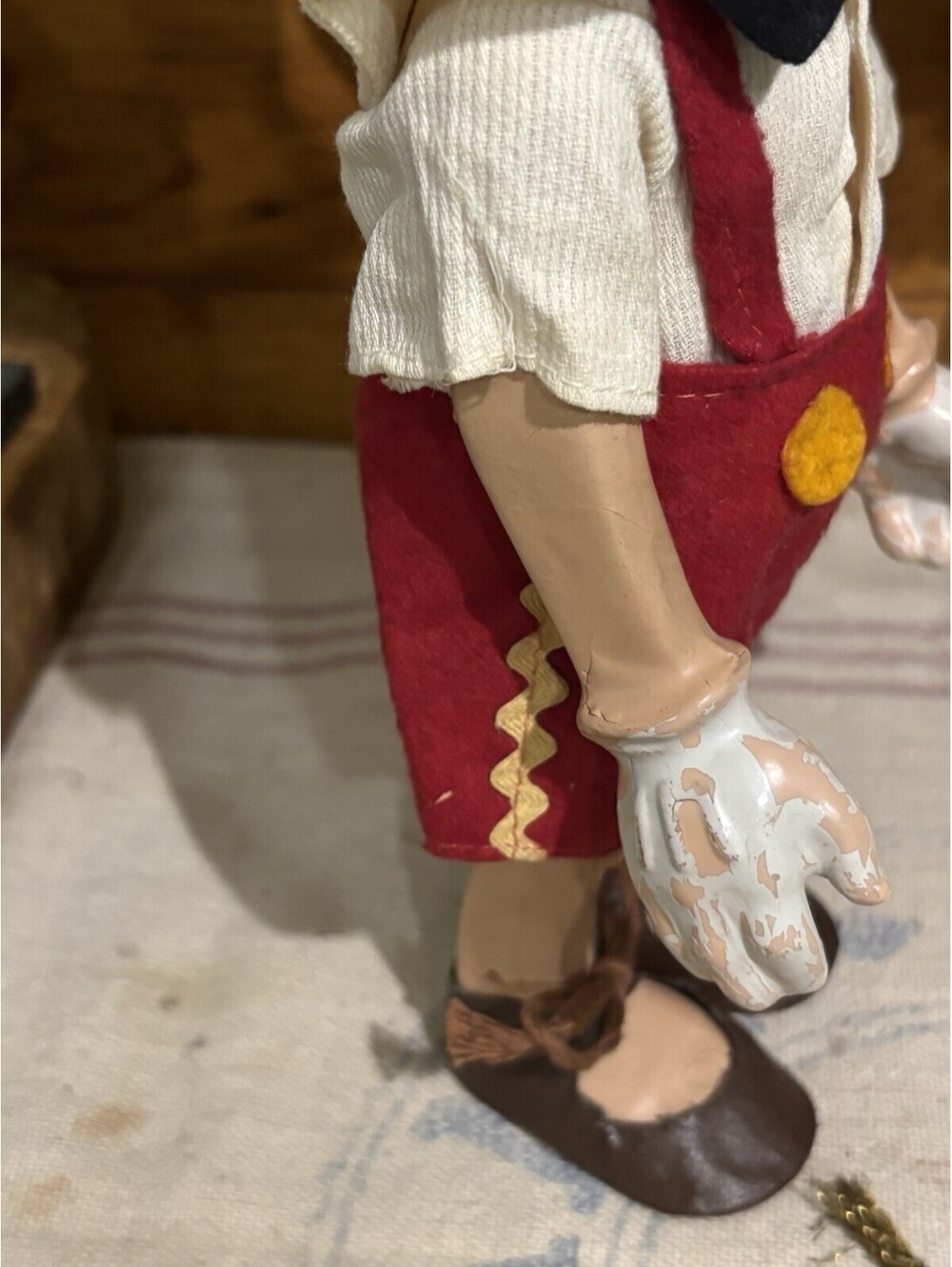 Antique 1939 Crown toy Co Pinocchio Walt Disney Composition Doll, Complete - Picture 14 of 15
